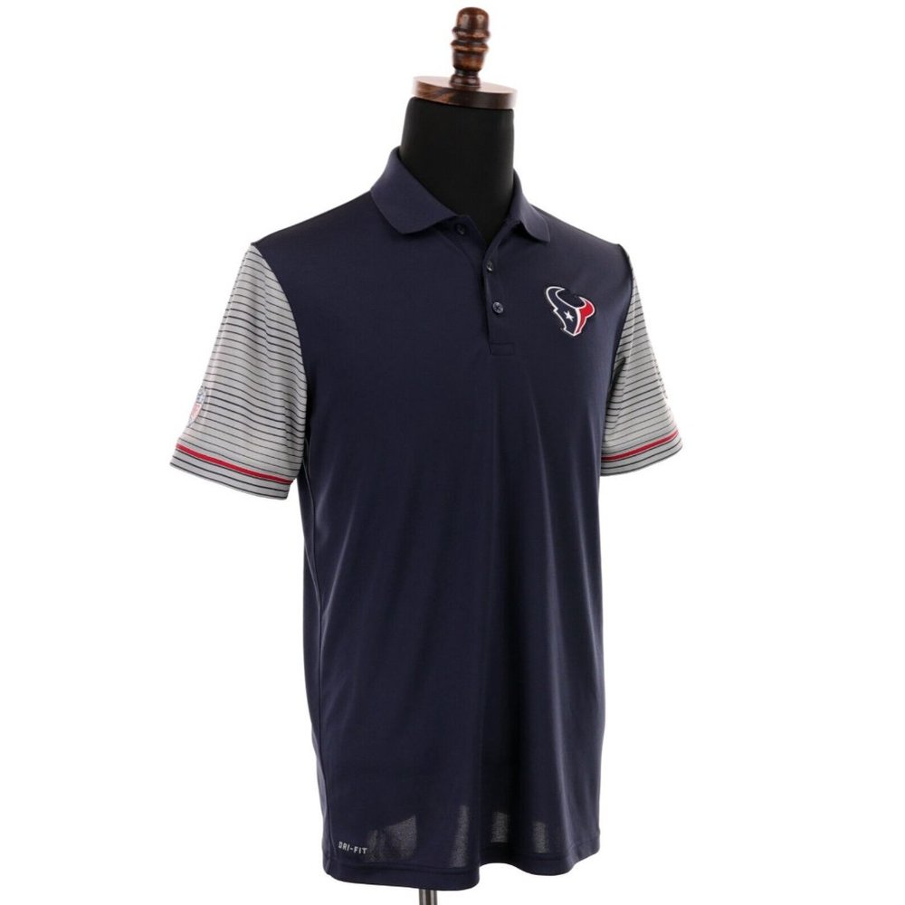 Houston Texans Nike Polo Shirt Men's Medium Blue NFL On Field Apparel Dri-Fit - Picture 4 of 9